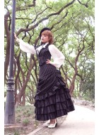 Surface Spell Gothic Striped Victorian Bustle Skirt